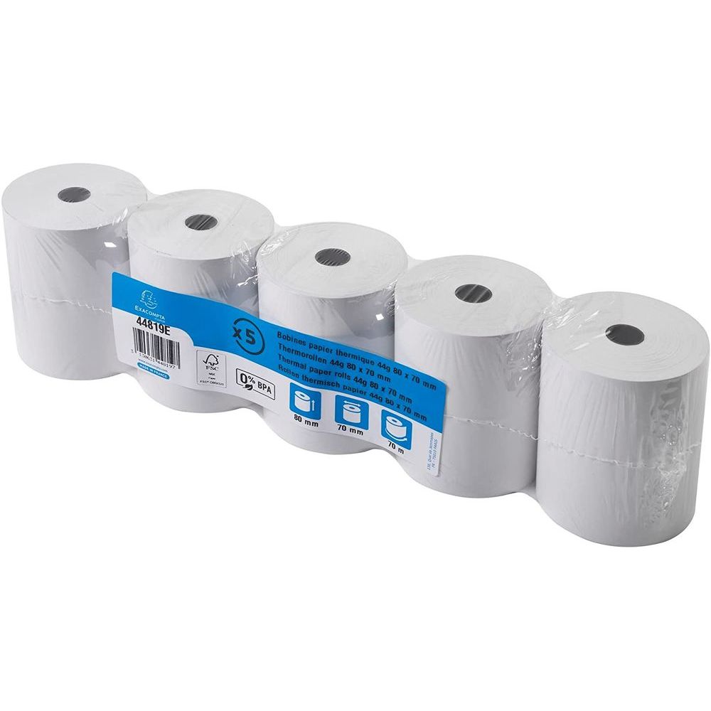 Exacompta - 10 Bobines caisses Safecontact - papier thermique simple couche 80  x 60 mm - 44 m Pas Cher