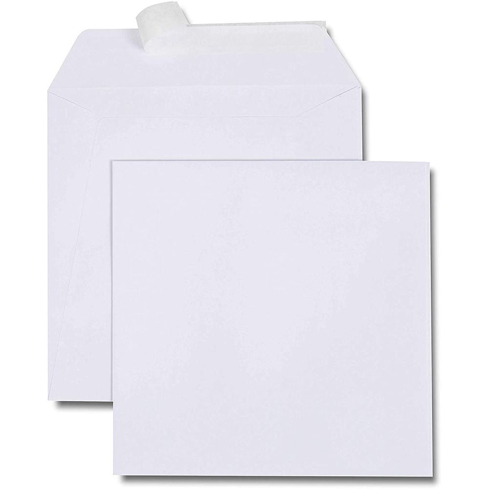 Enveloppe carrée blanche - 165 x 165 mm - sans fenêtre - fermeture