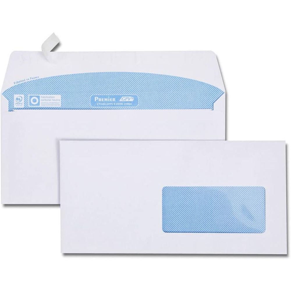 Exclusive enveloppe 110 x 220 mm - fenêtre à droite EA5/6 autoadhésive (200  pièces) - blanc
